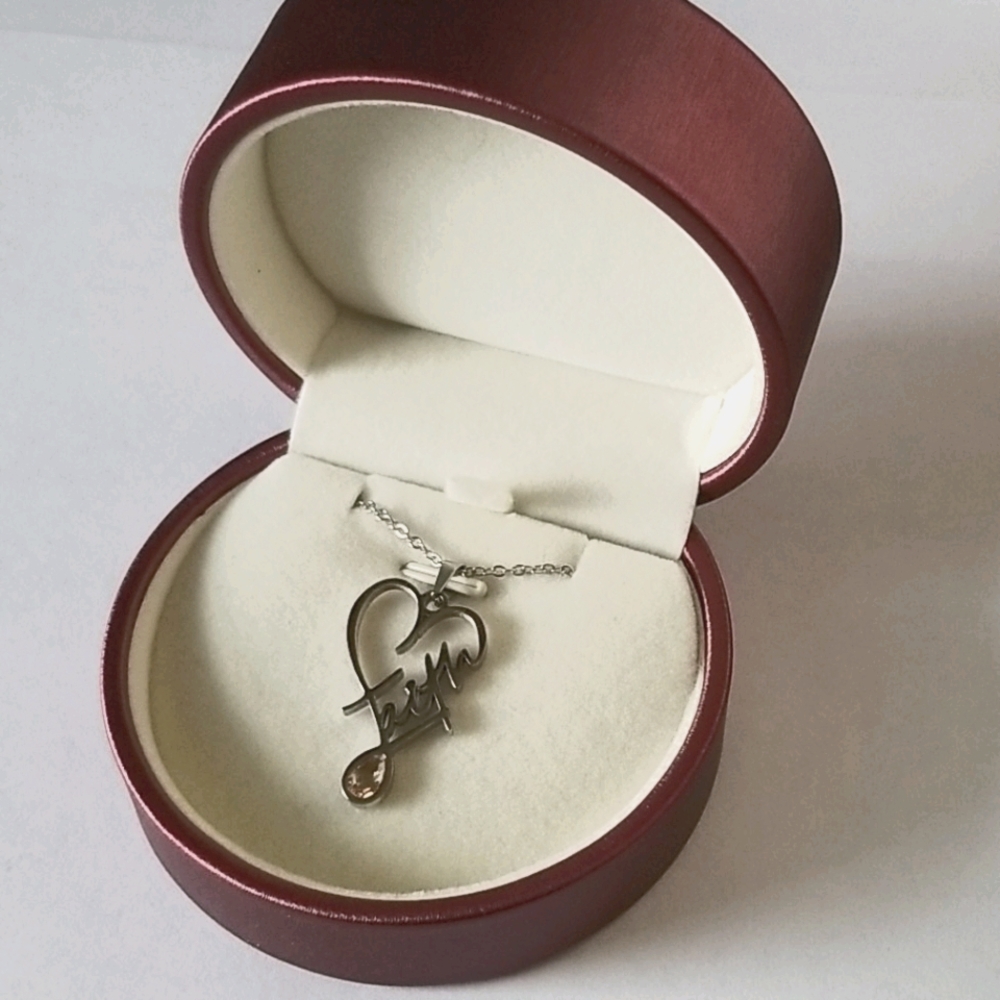 Faith Floating Heart Stainless Steel Necklace
